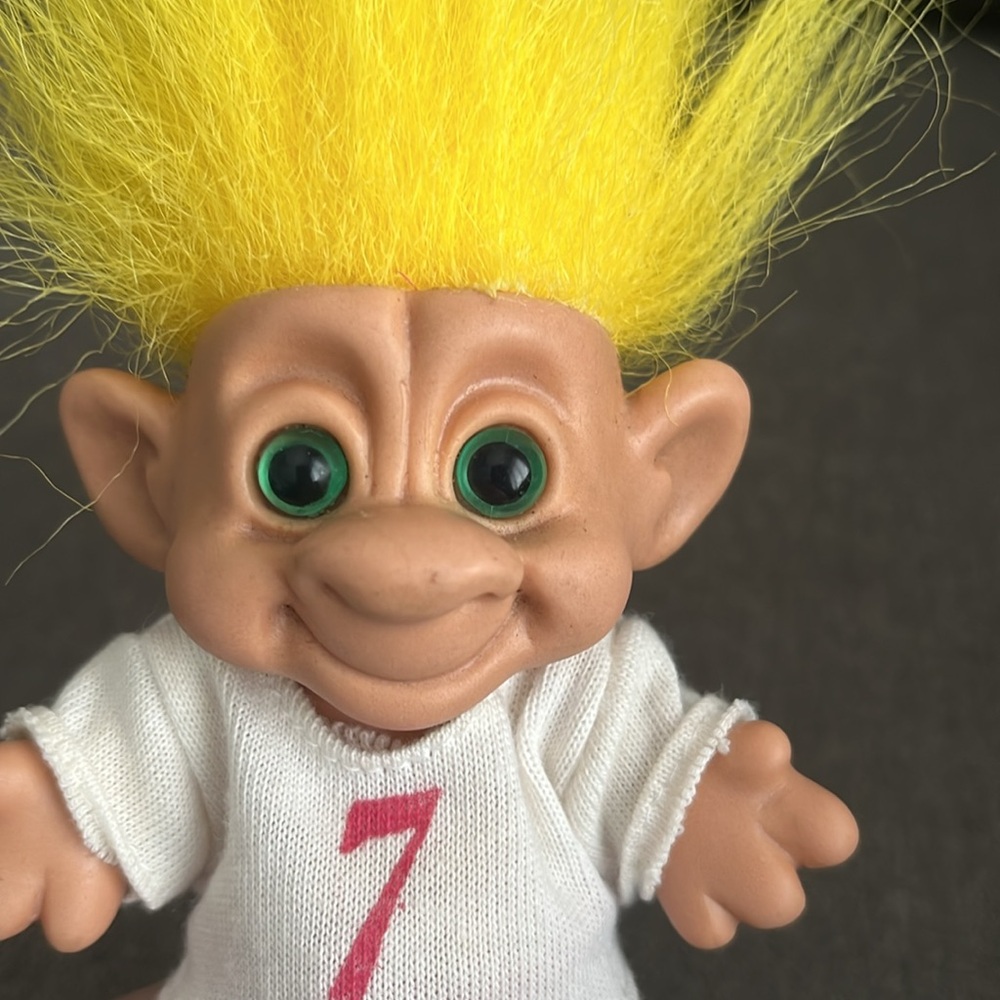 Vintage Yellow Haired Sports Fan/Athlete Forest Troll Doll